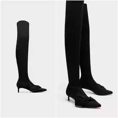 NWT Zara US 6 Over Knee Sock Kitten Heel Boots 6004/201 • $65