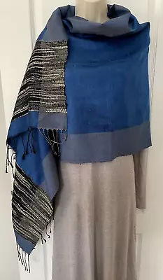 Jim Thompson Genuine Thai Silk Scarf/Shawl Blue • $47