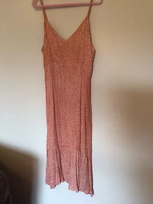 Quiz Clothing Coral/white Woven Strappy Midi Dress Size 12 BNWT • £15