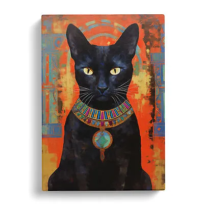 Egyptian Cat Impressionism Canvas Wall Art Print Framed Picture Dining Room • £24.95