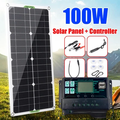 £28.89 • Buy 100W Solar Panel Kit Battery Charger & 30A Controller For Car Van Caravan Boat