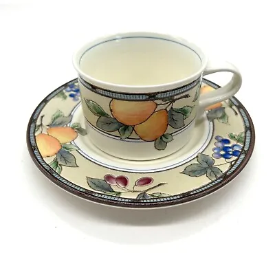 Mikasa Intaglio Garden Harvest Tea Coffee Cup & Saucer CAC29 Pears Grapes • $10.87