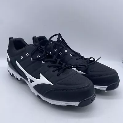 MIZUNO 9-Spike Ambition 2 Baseball Shoe Black-White Low Cleats Men's US Size 13 • $44.99