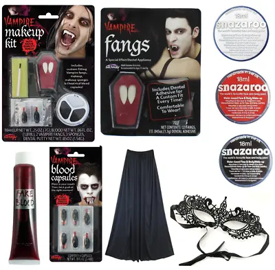 Vampire Halloween Pick And Choose Fangs Make Up Kit Cape Blood Costume Lot Uk • £3.50