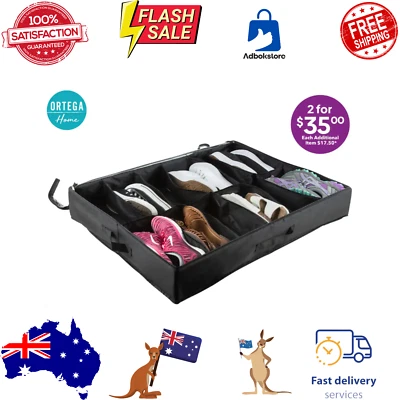 $26.25 • Buy Ortega Home Underbed Shoe Organiser Storage Bag Shoe Storage Black With Cover