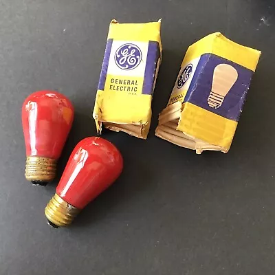 Vintage Set /2 GE 10w RED Light Bulbs And Boxes - Tested - Working • $6.90