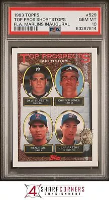 1993 Topps Marlins Inaugural #529 Chipper Jones Top Prospect Psa 10 B3770507-814 • $50.99