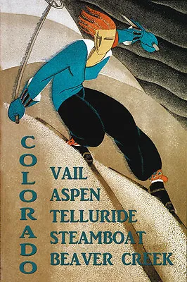 $44.75 • Buy Ski Colorado Vail Aspen Beaver Creek Skiing Sport Vintage Poster Repro FREE S/H