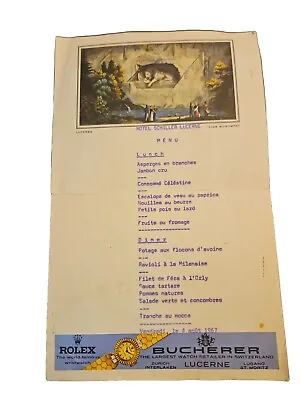 1967 Lucerne Hotel Schiller Rolex Watches Advertising Menu • $10