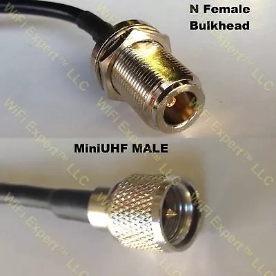 RG400 N FEMALE BULKHEAD To MINI UHF MALE MINIUHF PLUG Coaxial RF Pigtail Cable • $11.97