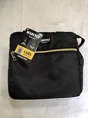 IGLOO 9 Can Mini City Cooler Lunch Tote Black Adjustable Strap - NEW • $14.75