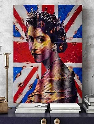 Queen Elizabeth II 2nd Memorabilia Union Jack Picture Canvas Art Or Poster Print • £24.99