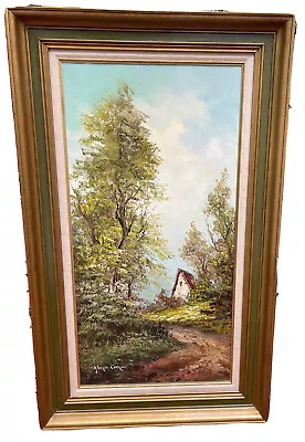 ORIGINAL OIL PAINTING MARIE CHARLOT  Impressionist Cottage Country Road • $150