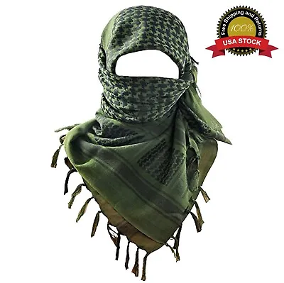 Shemagh Arab Keffiyeh Military Tactical Shawl Wrap Scarf Desert Army Scarves GRN • $12.99