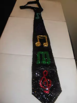 Sequin Music Notes Neck Tie Entertainer Concert Necktie Jazz Music Unisex • $15.95