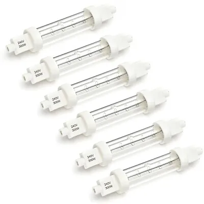 6 X JACKETED FOOD SAFE PUSH FIT GANTRY HEAT LAMPS BULBS LIGHTS R7 118 120mm 300w • £39