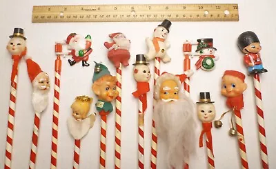 Vintage Christmas Santa Claus Elf Pixie Angel Ornament Pencils Japan (Lot Of 13) • $60