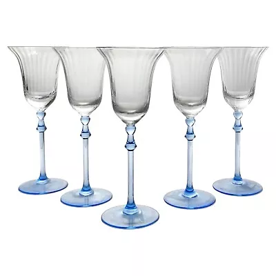 Mikasa “Gramercy” Sapphire Blue Set Of 5 Wine Glasses Goblets 8 1/2” • $99.99