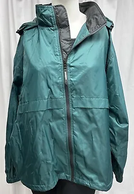 Eddie Bauer EBTEK Men's Nylon Jacket Full Zip Hooded Windbreaker Green Sz XL • $25