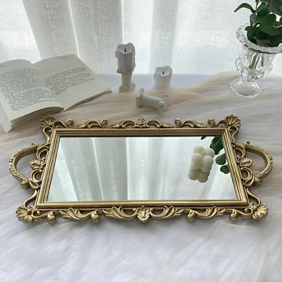 Large 48cm Mirrored Tray Decorative Tealight Candle Plate Vanity Perfume Display • £8.95