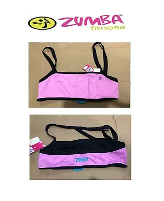 Zumba Cool Pink Sports Bra Top Fitness Gym Training Crop NEW Dance Unpadded • £6.99