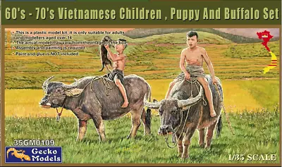 60’s – 70’s Vietnamese Children  Puppy And Buffalo Set 1/35 Scale (Gecko) • £13.99