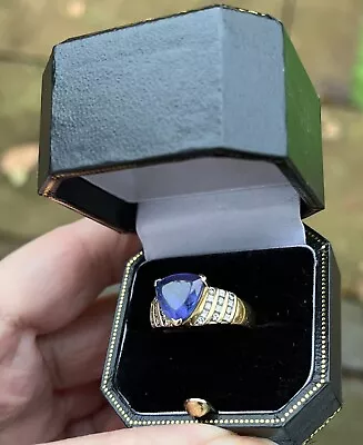 £1495 • Buy Tanzanite 4.2ct And Diamond .44ct Iliana Ring 18k Yellow Gold Ring