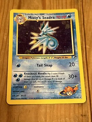 Misty's Seadra PRERELEASE - Gym Heroes Promo - Holo Pokemon SWIRL • $4.24