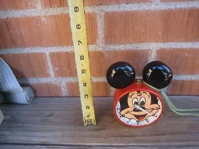 1970s Vintage 3 1/4  Diameter MICKEY MOUSE Walt Disney Tested Clock WEST GERMANY • $20.85