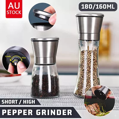 160/180ML Stainless Steel Salt Pepper Grinder Manual Ceramic Mills Glass Kitchen • $12