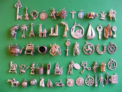 Y) Vintage Sterling Silver Charms Charm Teapot Ape Scooter Booties Goat 21 Key • £9.99