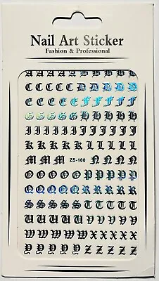 Nail Stickers Art Decal DIY Design 3D Waterproof Blue Letter Metallic ZS-100 • $2.49