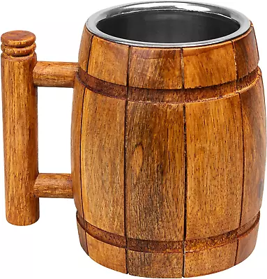 Handmade Vintage Wooden Beer Drink Tankard Mug Great Oktoberfest Gift Idea • $34.99