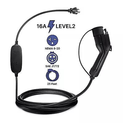 $109.99 • Buy Book Engine Level 2 EV Charger(240V,16A,25ft) Portable EVSE Universal
