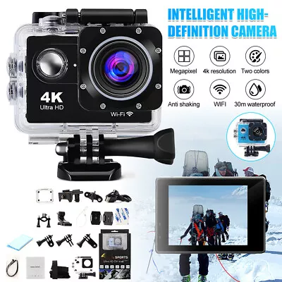 4K 2'' Ultra HD 1080P Sport WiFi 16MP Cam Action Camera DV Video Recorder NEW • £16.99