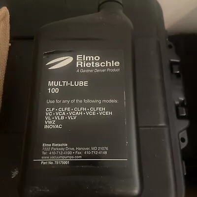 Elmo Rietschle (75175001) 1 Qt Multi-Lube Series Vacuum Pump Oil • $18.50