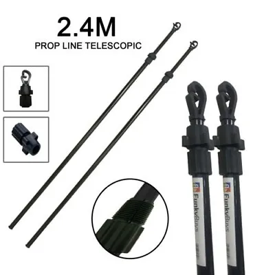 2x Clothes Washing Line Prop Pole Heavy Duty Telescopic Support Extendable 2.4m • £11.99