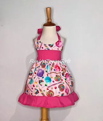 Pink Girls Toddler Candylandy Birthday Halter Dress • $38