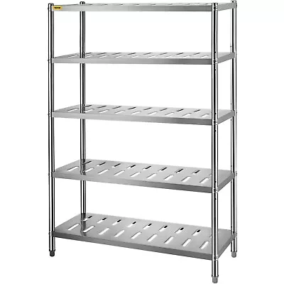 VEVOR Stainless Steel Shelving 5 Tier 47 W X 77 H Garage Storage Rack Heavy Duty • $152.99