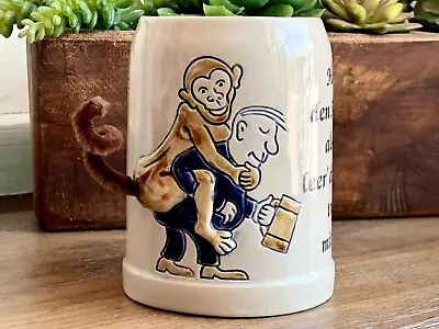 Beer Stein Vintage Gerzit Stein W Unique Design  Monkey On Your Back  • $100