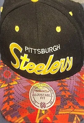 Pittsburgh Steelers Cap Snapback NFL Script Mitchell Ness Football  • $19.99