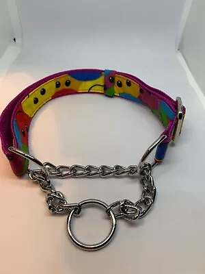 Martingale Half Check Stainless Steel Choke Chain Dog Collar Smiley Face Print  • £7.15