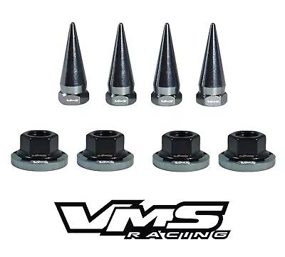6 Vms Racing 14mm Strut Spikes + Gunmetal Washers Black Flanged Nuts Mitsubishi • $39.95