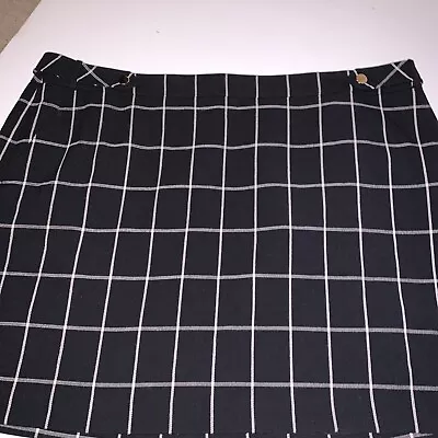 LOFT Mod Skirt Windowpane Plaid Black White Women's Size 24 New • $32