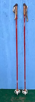 NICE VERY OLD Vintage Set Of Bamboo Snow Ski Poles Measuring 58  Long • $29.97