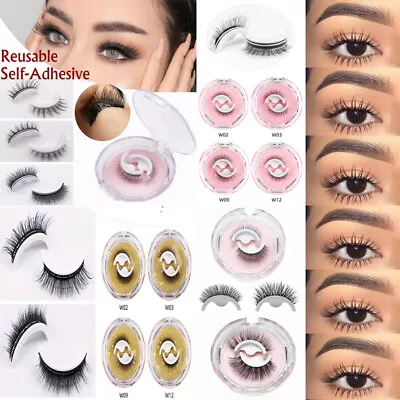 £3.60 • Buy Reusable Eyelashes Natural Curly Glue-free Self-adhesive False Lashes Extension