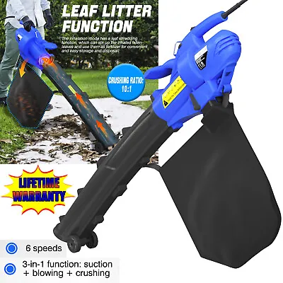 Garden Gear Electric Leaf Blower Vacuum Shredder Mulcher 45L 3-in-1 3500W 10M • £35.20