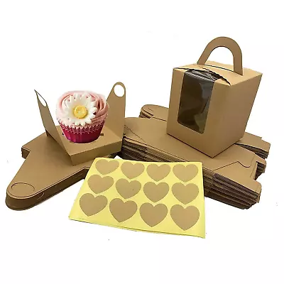 NICHNAOO Individual Cupcake Boxes 50pcs Single Cupcake Carrier With Window With • $21.36