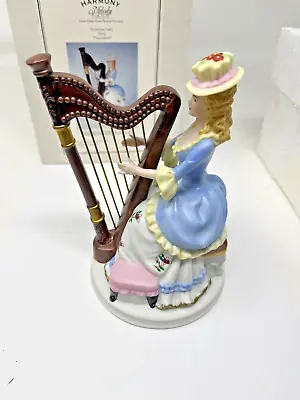 NOS Melody In Motion Collectible Porcelain Victorian Lady Harp - #9011 - (7177) • $35