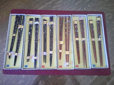 12 Vintage Sets Chopsticks Mother Of Pearl Inlay Original Boxes Never Used Japan • $129